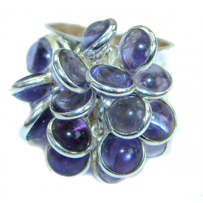 Magic genuine Amethyst .925 Sterling Silver handmade Cocktail Ring s. 7