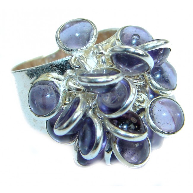 Magic genuine Amethyst .925 Sterling Silver handmade Cocktail Ring s. 7