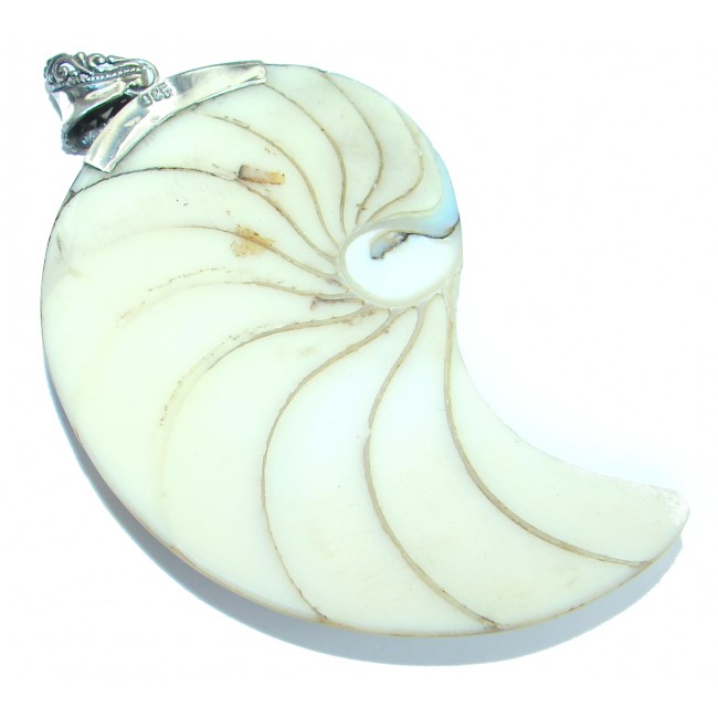 Simple Design Genuine Shell .925 Sterling Silver handmade Pendant