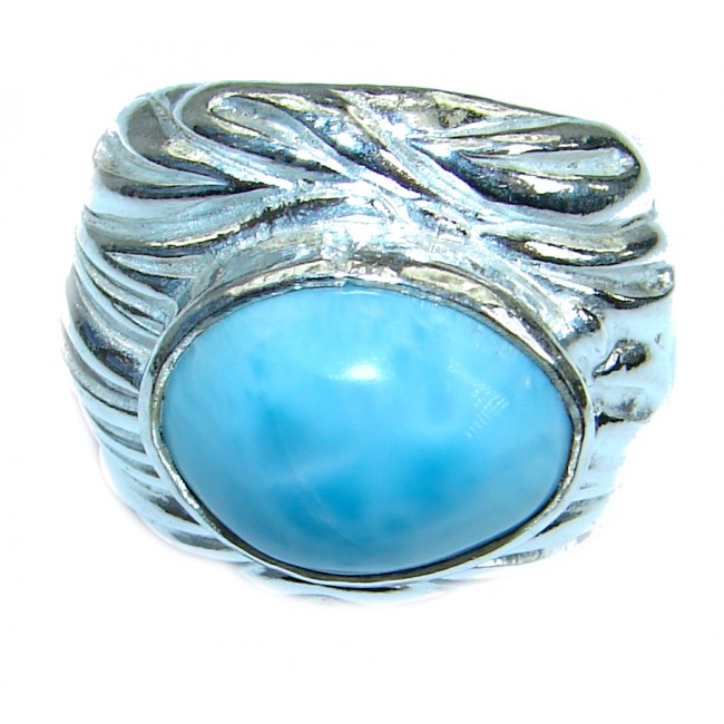 Ocean Waves Larimar .925 Sterling Silver handcrafted ring size 6