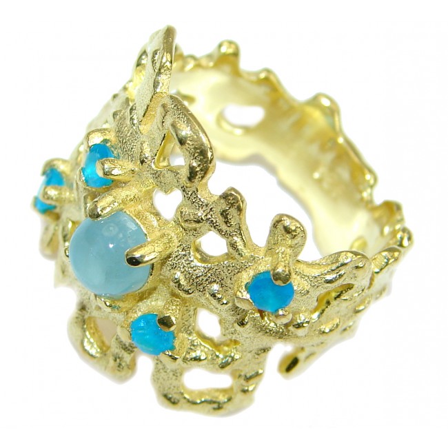 Passiom Fruit Natural Aquamarine 14K Gold over .925 Sterling Silver Ring s. 6