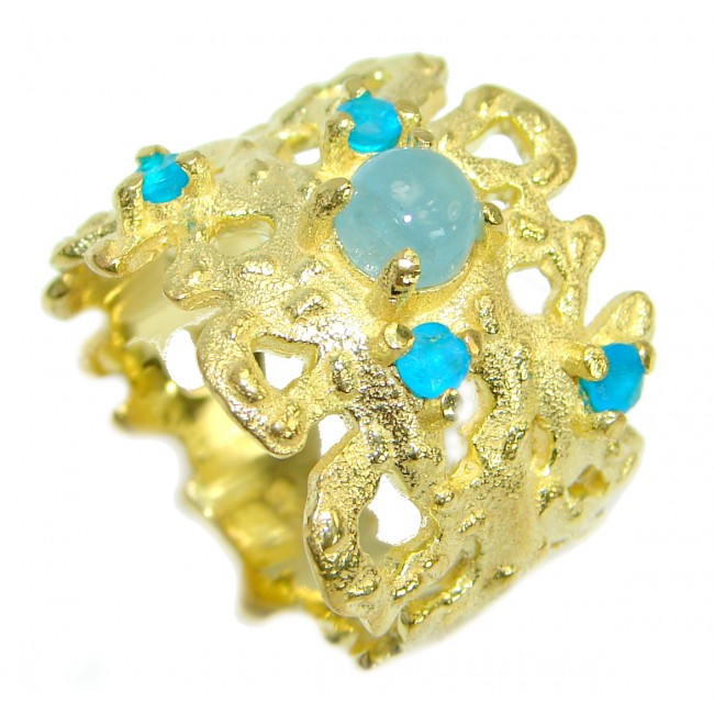 Passiom Fruit Natural Aquamarine 14K Gold over .925 Sterling Silver Ring s. 6