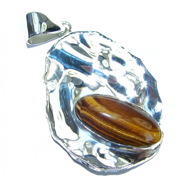 Incredible quality Iron Golden Tigers Eye .925 Sterling Silver handmade Pendant