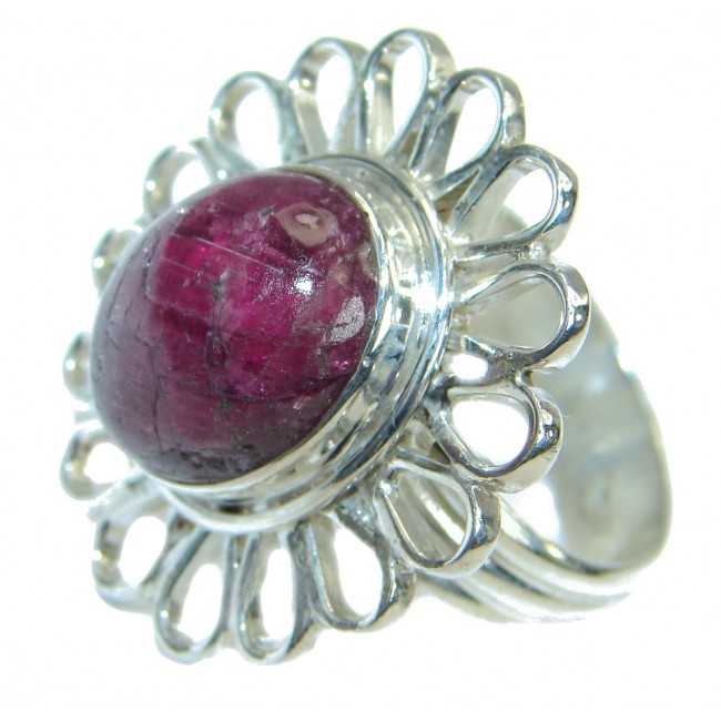 Simple Style Ruby .925 Sterling Silver ring; s. 7 1/2