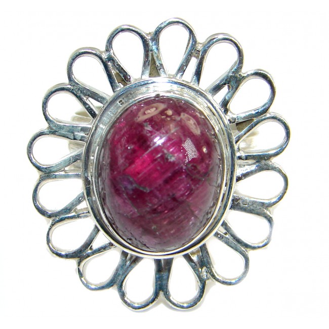Simple Style Ruby .925 Sterling Silver ring; s. 7 1/2