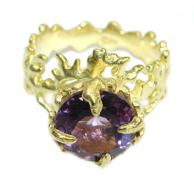 Ocean inspired Natural 21 ct. Amethyst .925 Sterling Silver Ring s. 7
