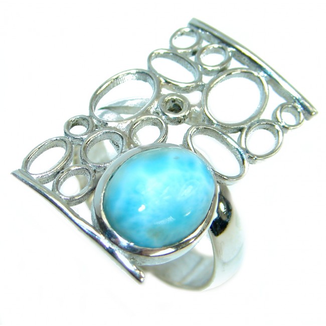 Enchanted Island Larimar .925 Sterling Silver handcrafted Ring s. 8