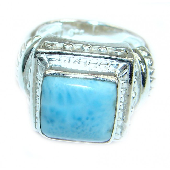 Bold Natural Larimar .925 Sterling Silver handcrafted Ring s. 6