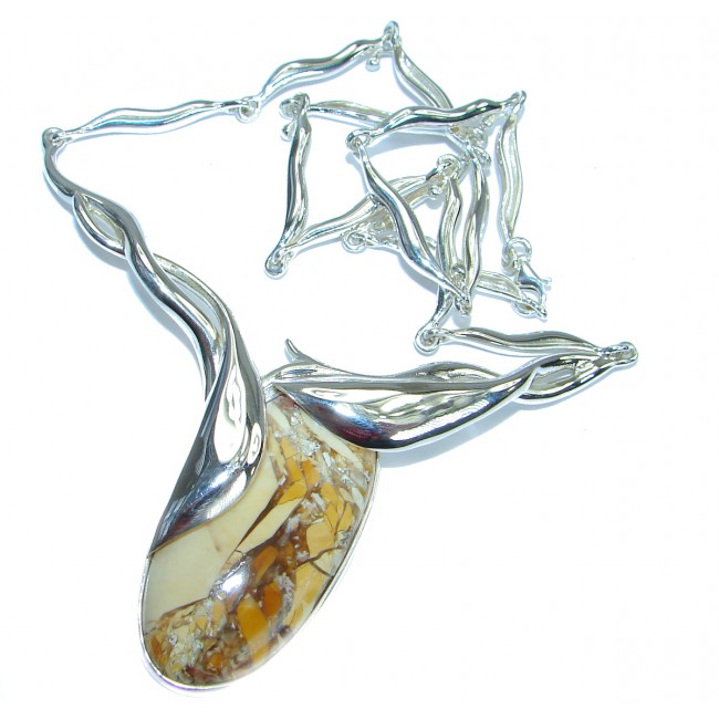 Huge Aura Of Beauty Australian Brecciated Mookaite Jasper .925 Sterling Silver necklace