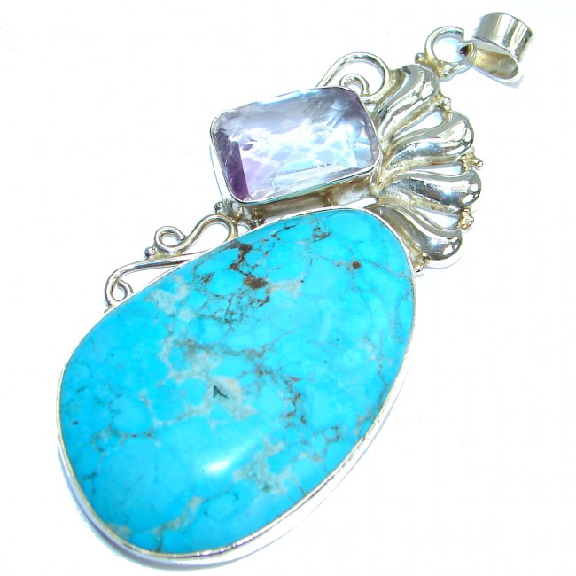 Genuine Purple Turquoise .925 Sterling Silver handcrafted Pendant