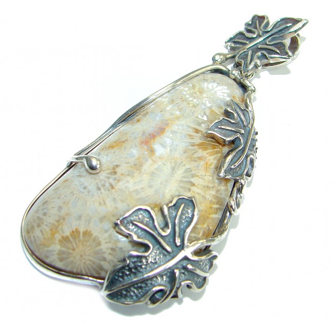 Authentic Fossilized Coral .925 Coral Sterling Silver handmade pendant