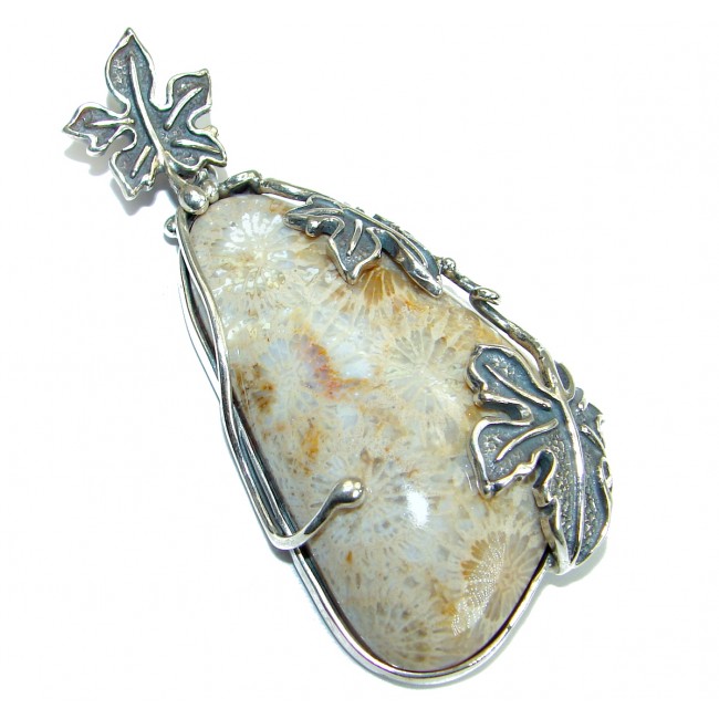 Authentic Fossilized Coral .925 Coral Sterling Silver handmade pendant