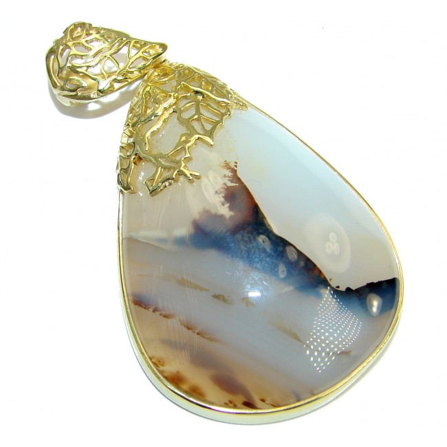 Great quality genuine Botswana Agate 14K Gold over .925 Sterling Silver handmade Pendant