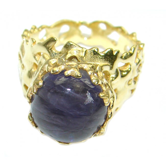 ISABELLE Unique Genuine 15ct Tanzanite 14K Gold over .925 Sterling Silver handcrafted Ring s. 9 1/4