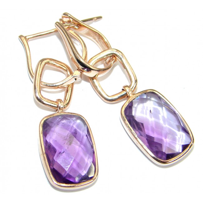 Perfect Amethyst 14K Gold over .925 Sterling Silver handmade earrings