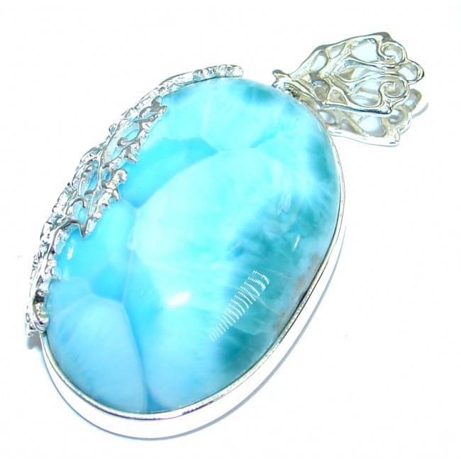 True Blue Treasure genuine Larimar .925 Sterling Silver handmade pendant