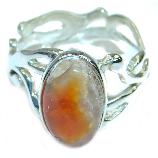 Mexican Opal oxidized .925 Sterling Silver handcrafted ring size 7 adjustable
