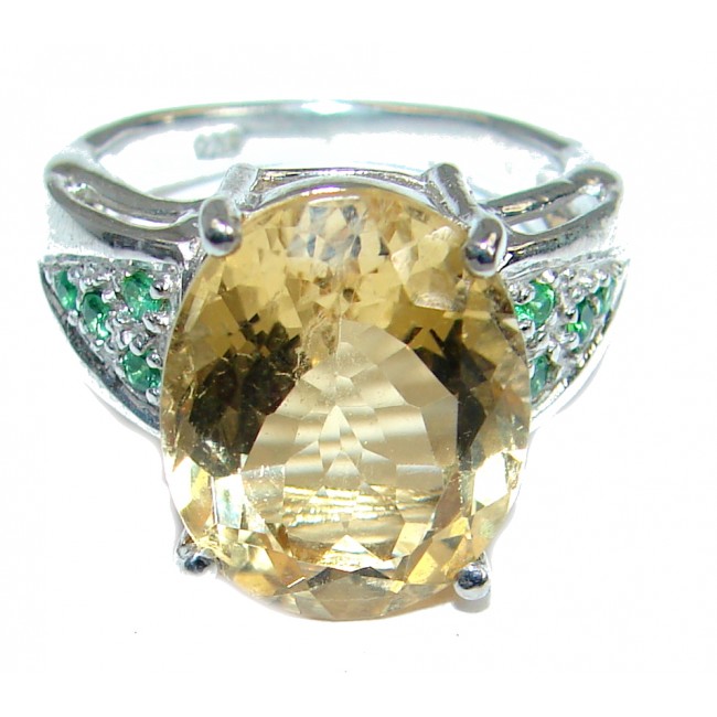 Natural 16.5 ct. Citrine .925 Sterling Silver Ring s. 6 1/4