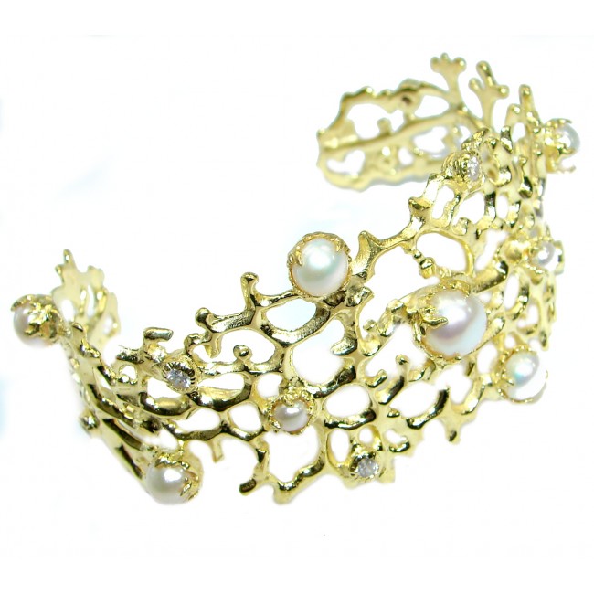 Big Dreamer Fresh Water Pearl 14K Gold over .925 Sterling Silver handcrafted Bracelet / Cuff