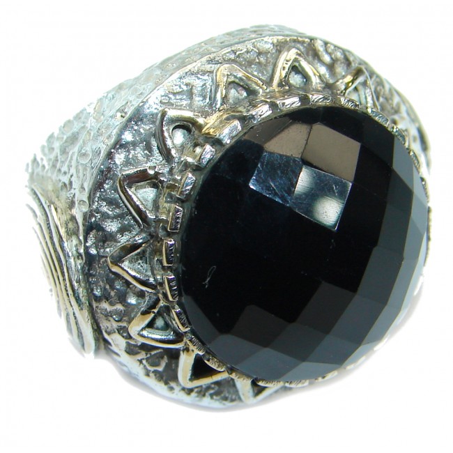 Majestic Authentic Onyx .925 Sterling Silver handmade Ring s. 7 3/4
