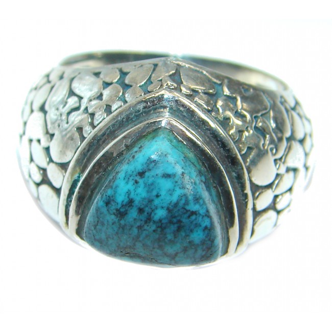 Genuine Turquoise .925 Sterling Silver handmade Ring s. 10 1/4