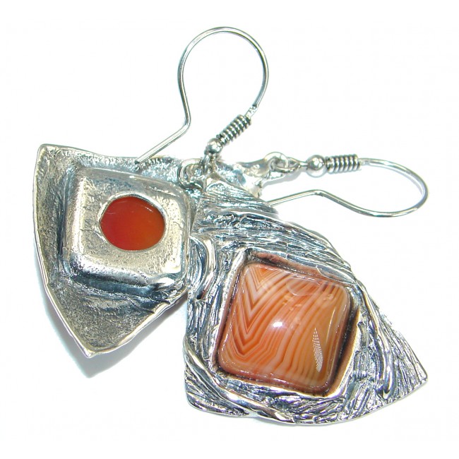 Exclusive Crazy Lace Agate .925 Sterling Silver handcrafted earrings