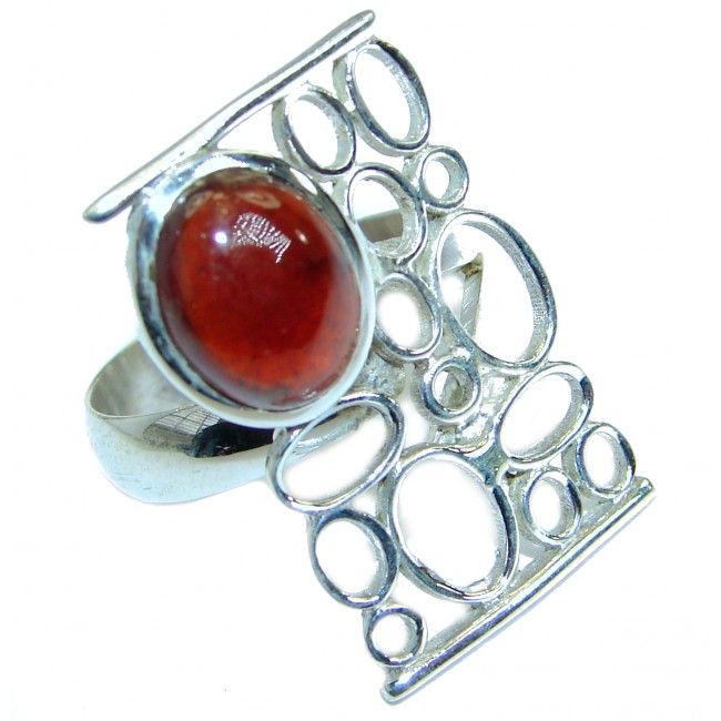 Authentic Ruby .925 Sterling Silver handmade Ring s. 7 adjustable