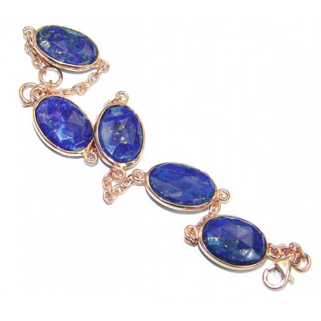 Flawless Passion Lapis Lazuli Gold plated over .925 Sterling Silver Bracelet
