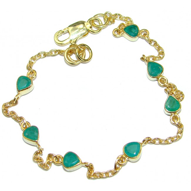 Genuine Emerald 18 ct Gold plated over .925 Sterling Silver handmade Bracelet