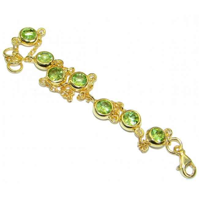Genuine Green Peridot 14K Gold plated over .925 Sterling Silver handcrafted Bracelet