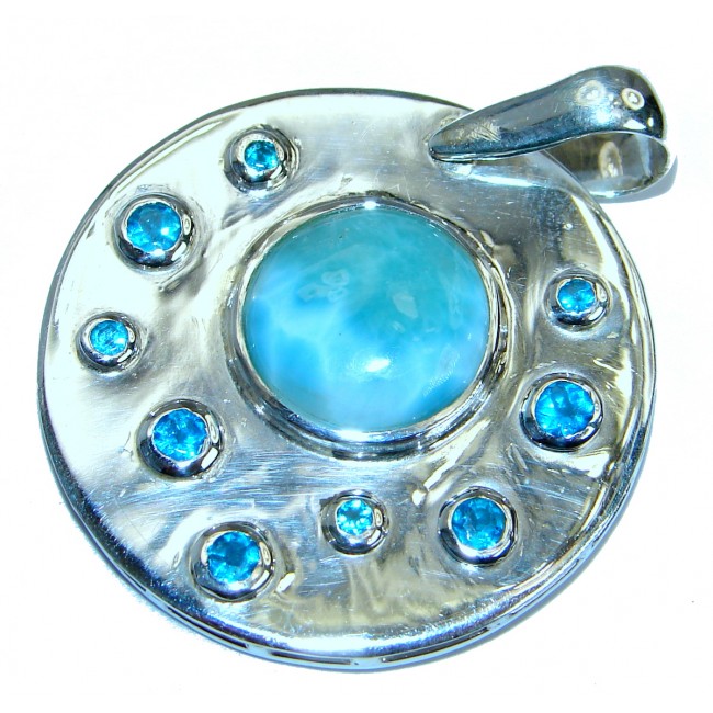 Blue Moon Genuine Larimar .925 Sterling Silver handmade pendant