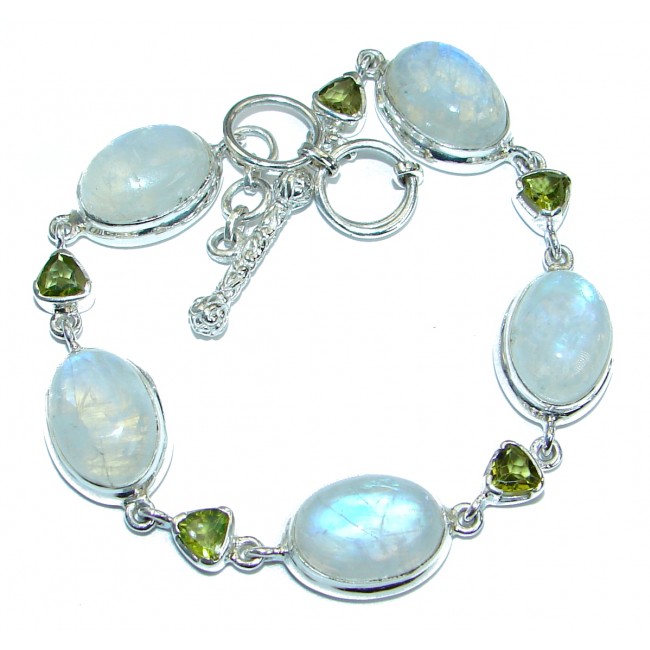 Top Quality Fire Moonstone .925 Sterling Silver handcrafted Bracelet