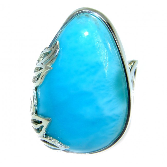 Top Quality Natural Larimar .925 Sterling Silver handcrafted Ring s. 7 adjustable