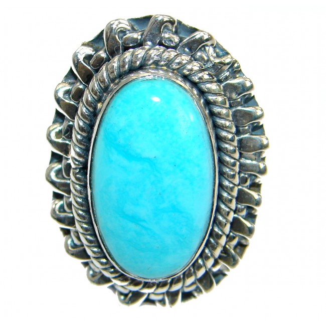Sleeping Beauty Turquoise .925 Sterling Silver Ring size 7 adjustable