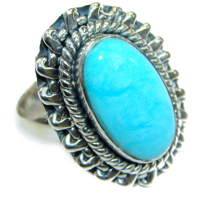 Sleeping Beauty Turquoise .925 Sterling Silver Ring size 7 adjustable