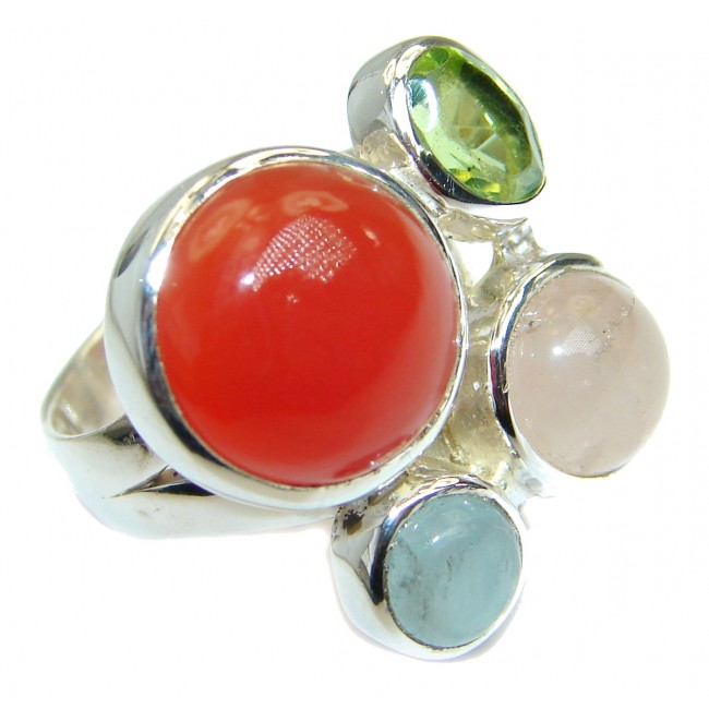 Perfect Carnelian .925 Sterling Silver handmade Ring s. 7 adjustable