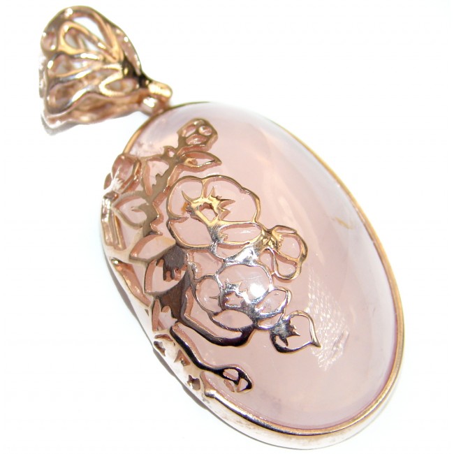 Amazing Rose Quartz 18ct Rose Gold over .925 Sterling Silver handcrafted Pendant