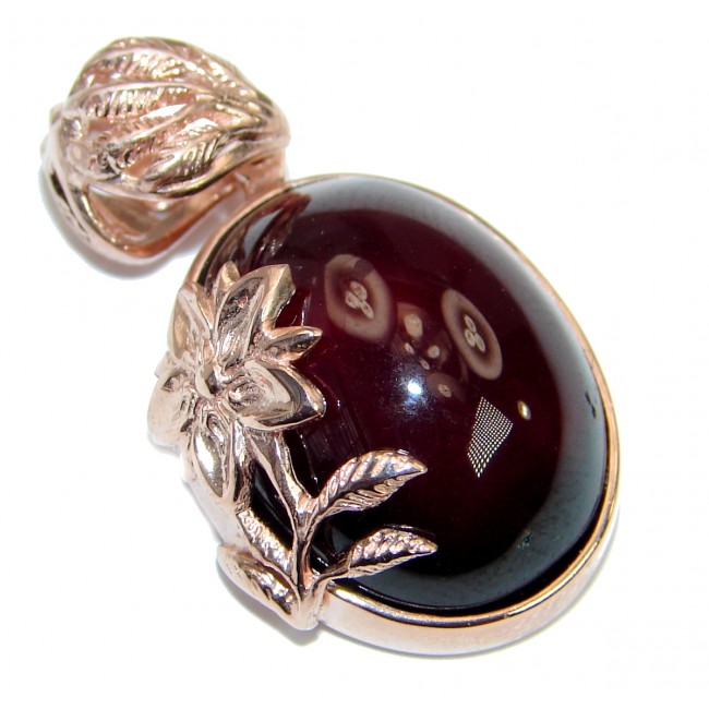 Beautiful genuine 60ct Garnet 18ct Rose Gold over .925 Sterling Silver handcrafted Pendant
