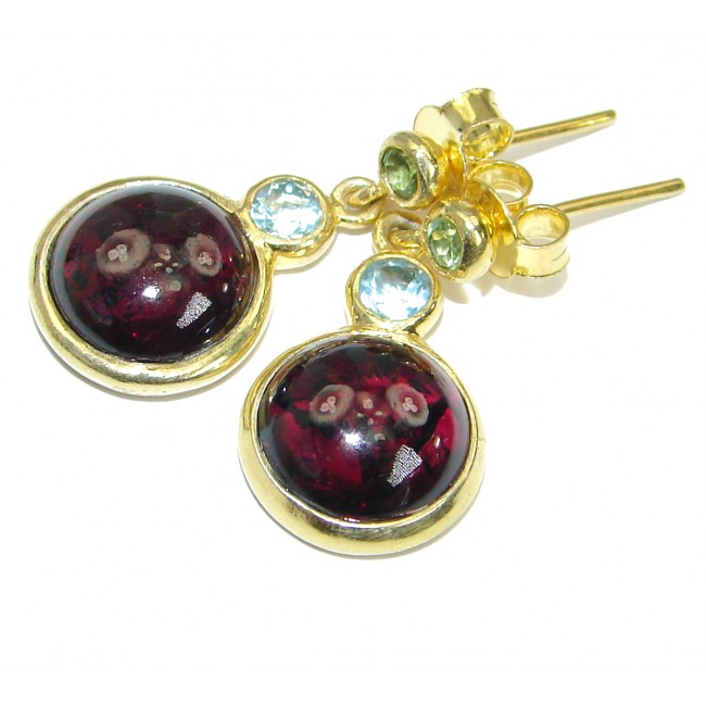Simple Beauty genuine Garnet 14K Gold over .925 Sterling Silver handcrafted earrings