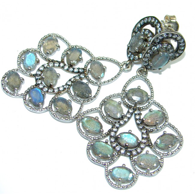 Perfect genuine Labradorite .925 Sterling Silver handmade earrings