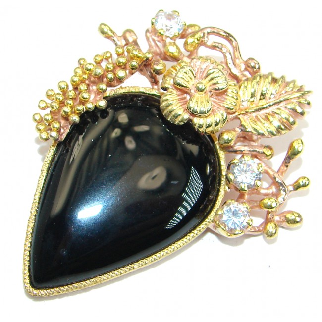 Carmen Black Onyx Gold over .925 Sterling Silver handmade Pendant