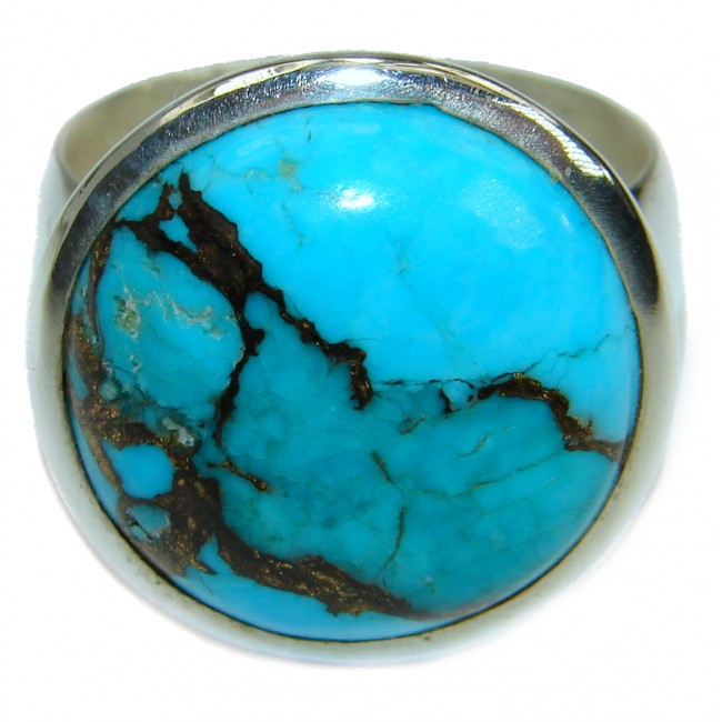 Copper Turquoise .925 Sterling Silver ring; s. 6 1/4