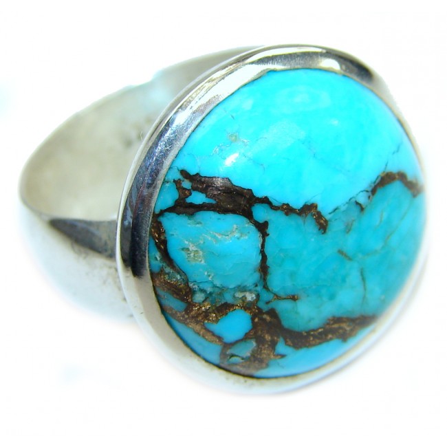 Copper Turquoise .925 Sterling Silver ring; s. 6 1/4