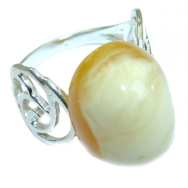 Genuine Butterscotch Baltic Polish Amber .925 Sterling Silver handmade Ring size 7 3/4