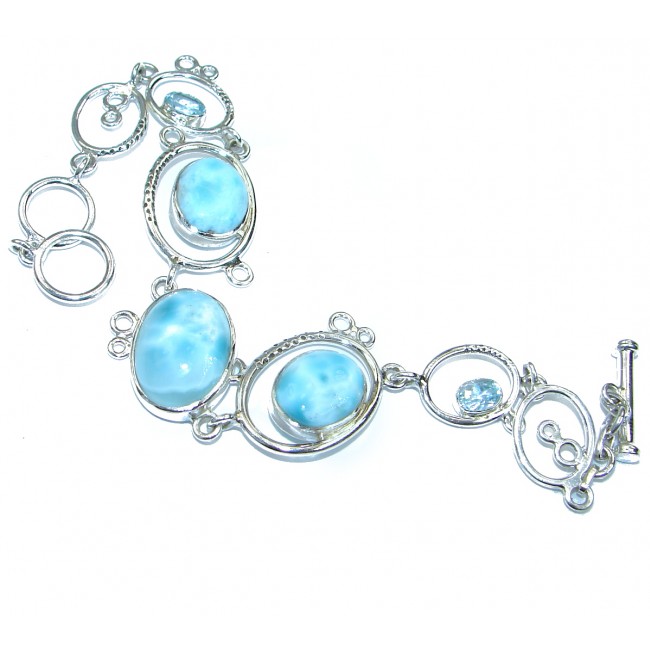 True Fine Art Blue Larimar .925 Sterling Silver handcrafted Bracelet