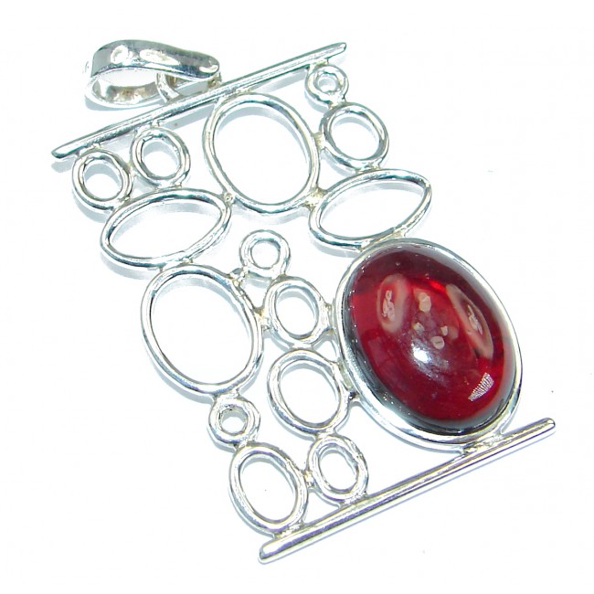 Authentic Garnet .925 Coral Sterling Silver handmade pendant