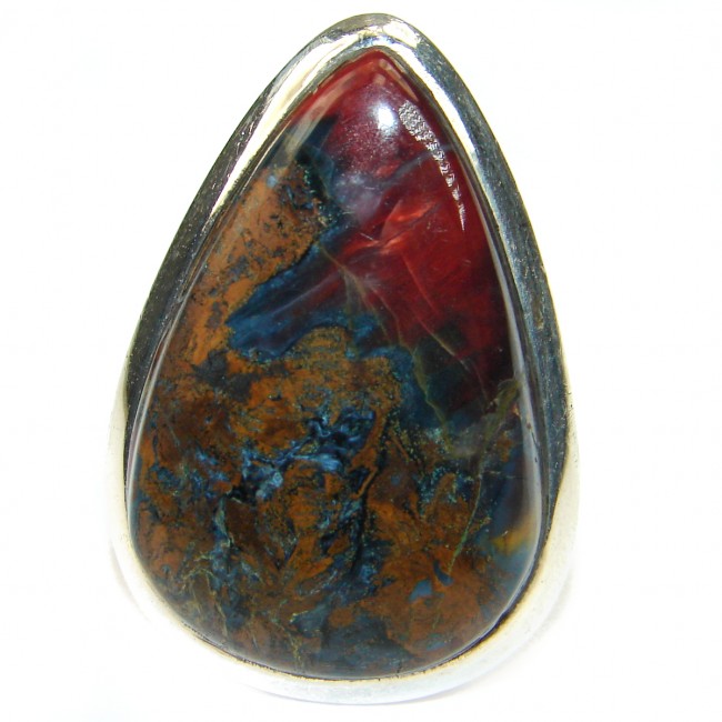 One of the kind Bloodstone .925 Sterling Silver ring s. 8
