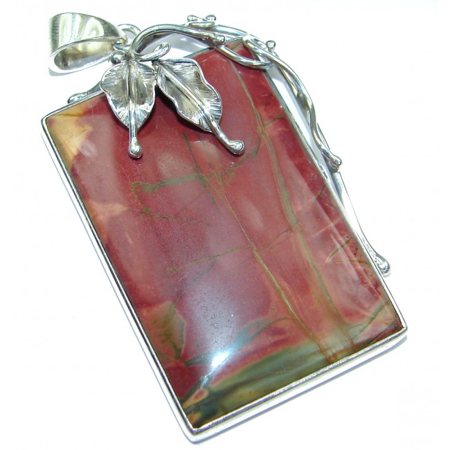 Boho Style Fabulous Red Creek Jasper .925 Sterling Silver handmade Pendant