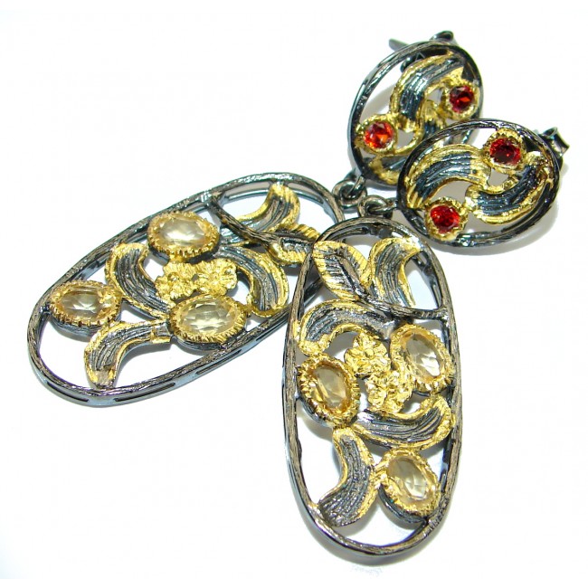 Byzantine Style Rainbow Magic Topaz 14K Gold over .925 Sterling Silver earrings