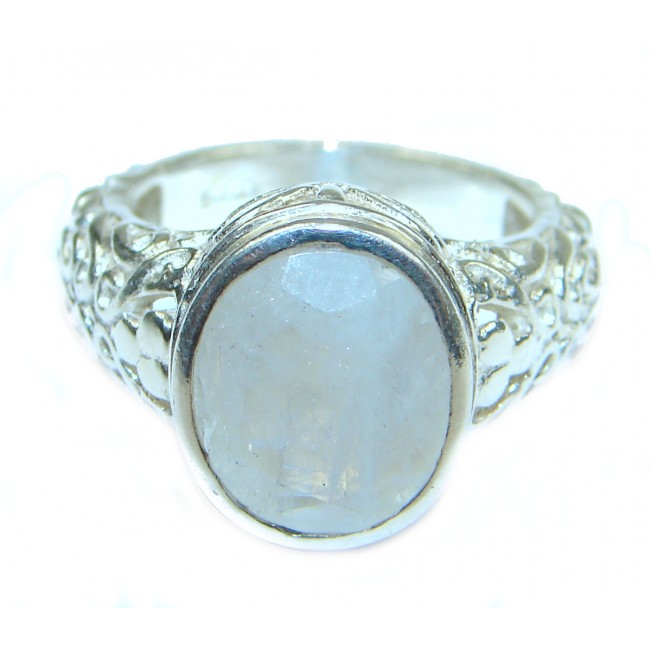 Fire Moonstone oxidized .925 Sterling Silver handcrafted ring size 6 1/2